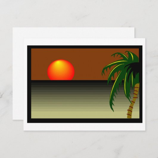 Sunset Beach Wedding Briefkaart (Voorkant / Achterkant)
