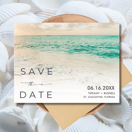 Sunset Beach Wedding Enregistrer la date Carte pos