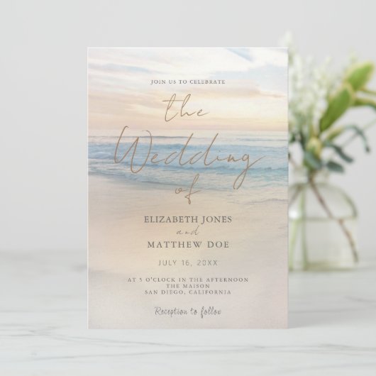 Sunset Beach Wedding Faire-part de mariage (Debout devant)