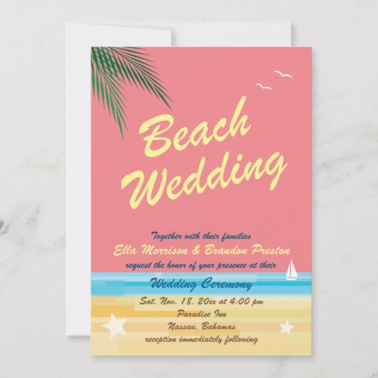 Sunset Beach Wedding Invitation (Devant)