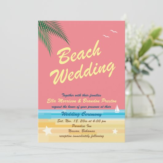 Sunset Beach Wedding Invitation (Debout devant)