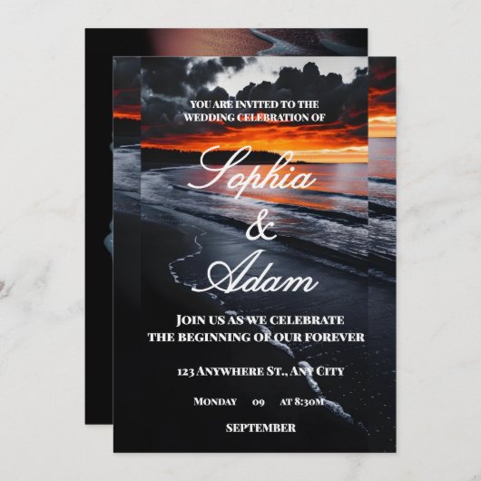 Sunset Beach Wedding Invitation (Devant / Derrière)