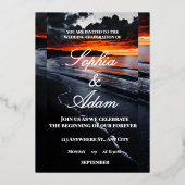 Sunset Beach Wedding Invitation (Recto)