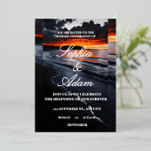 Sunset Beach Wedding Invitation Folie Uitnodiging (Staand Voorkant)