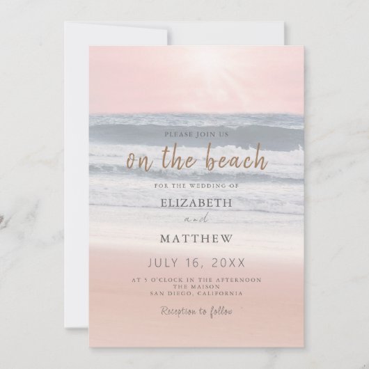 Sunset Beach Wedding | Oceanside Wedding Kaart (Voorkant)