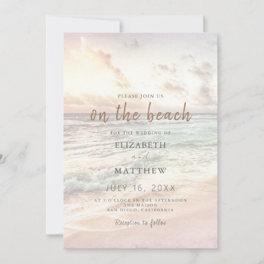 Sunset Beach Wedding | Oceanside Wedding Kaart (Voorkant)