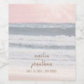 Sunset Beach Wedding | Oceanside Wedding Wijn Etiket (Enkel label)