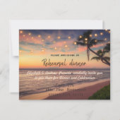 Sunset Beach Wedding, Palm, Lights Rehearsal Dinne Kaart (Voorkant)