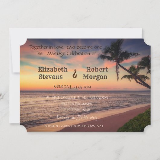 Sunset Beach Wedding, Palms Invitation (Devant)