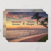 Sunset Beach Wedding, Palms Invitation (Devant / Derrière)