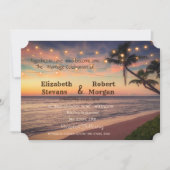 Sunset Beach Wedding, Palms, Lumières Invitation (Devant)