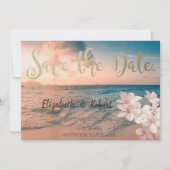 Sunset Beach Wedding, Plumeria Save the Date (Voorkant)