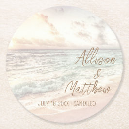 Sunset Beach Wedding Ronde Kartonnen Onderzetter