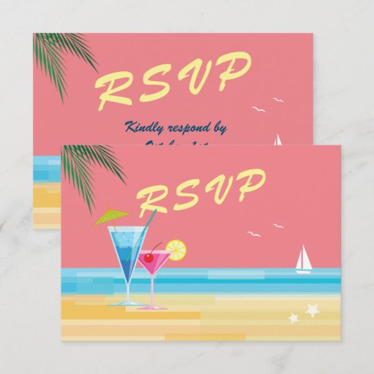 Sunset Beach Wedding RSVP (Voorkant / Achterkant)