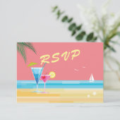 Sunset Beach Wedding RSVP Kaartje (Staand voorkant)