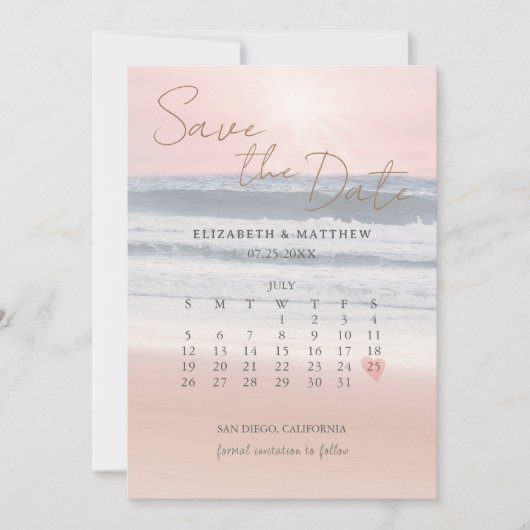 Sunset Beach Wedding Save The Date (Voorkant)