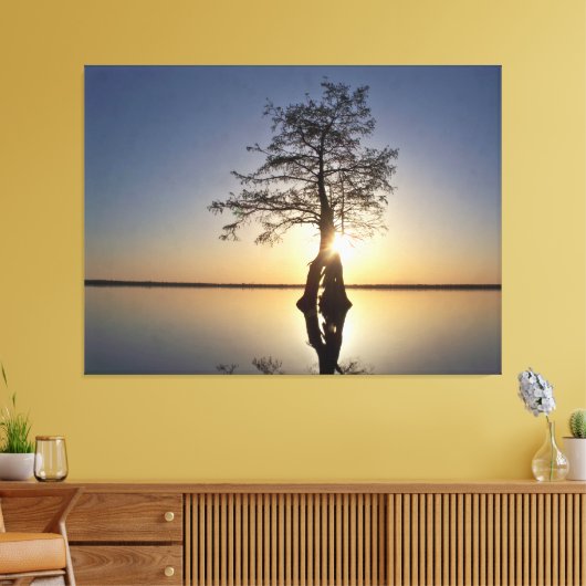 Sunset Behind a Tree Canvas Afdruk (Insitu (Woonkamer))