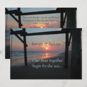 Sunset Beneath the Pier Beach Wedding Kaart (Voorkant / Achterkant)