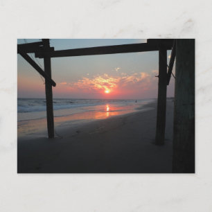 Sunset Beneath the Pier - Oak Island , NC Briefkaart