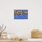 Sunset Beyond Brug winter scene Poster (Keuken)