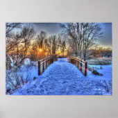Sunset Beyond Brug winter scene Poster (Voorkant)