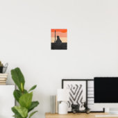 Sunset Bird and Tree Silhouette van Julia Hanna. Poster (Thuiskantoor)
