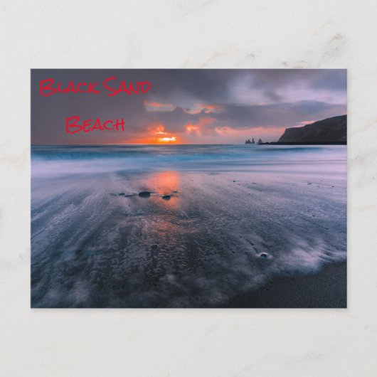 Sunset Black Sand Beach IJsland Briefkaart (Voorkant)