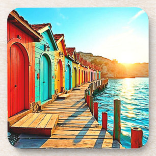 Sunset Bliss: Seaside Hues Bier Onderzetter