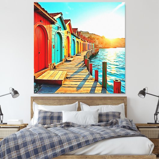Sunset Bliss: Seaside Hues Canvas Afdruk (Insitu (Slaapkamer))