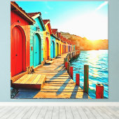 Sunset Bliss: Seaside Hues Canvas Afdruk (Insitu (Houten vloer))