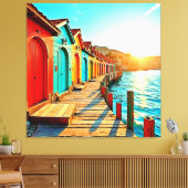 Sunset Bliss: Seaside Hues Canvas Afdruk (Insitu (Woonkamer))