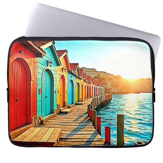 Sunset Bliss: Seaside Hues Laptop Sleeve (Voorkant)