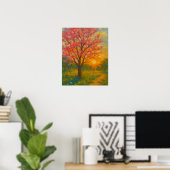 Sunset Blossom Path - Impressionistische tuin Poster (Thuiskantoor)