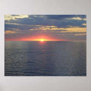 Sunset Blue Ocean Poster