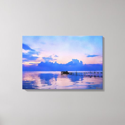 Sunset Blue Sky op de Pier Canvas Afdruk (Voorkant)