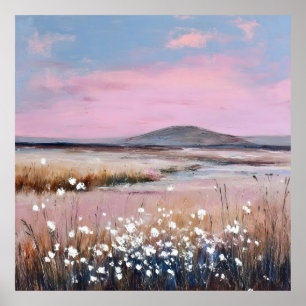 Sunset Blush – Zachte pastellandschap schilderij Poster