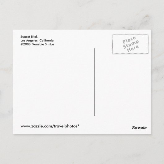 Sunset Blvd. Briefkaart (Achterkant)