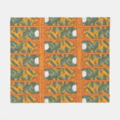 Sunset Botanisch Paneel Patroon - De Witte Lotus Fleece Deken (Voorkant (Horizontaal))