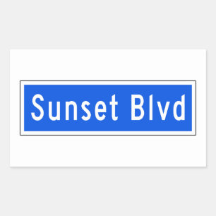 Sunset Boulevard, Los Angeles, CA Street Sign Rechthoekige Sticker