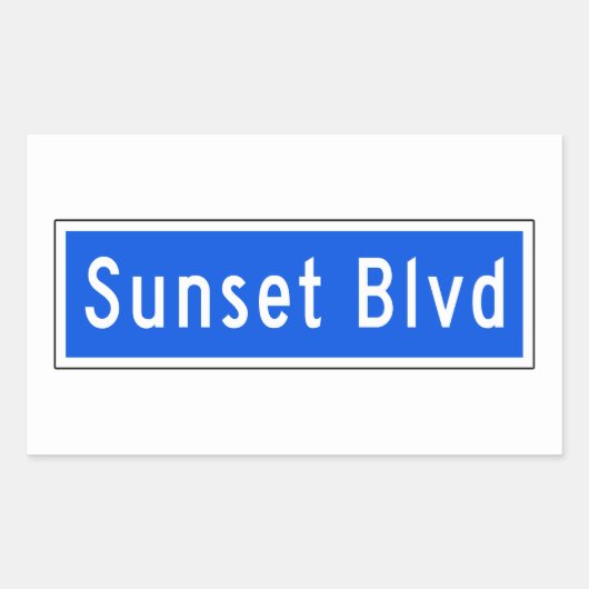Sunset Boulevard, Los Angeles, CA Street Sign Rechthoekige Sticker (Voorkant)