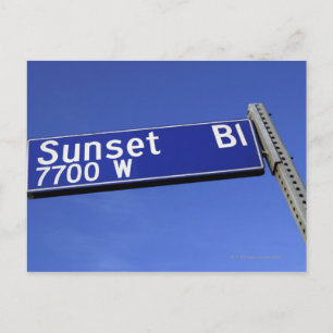 Sunset Boulevard-teken tegen een blauwe hemel Briefkaart