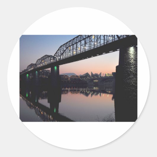 Sunset Bridge Ronde Sticker (Voorkant)