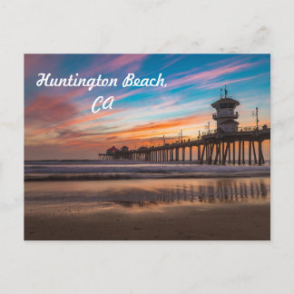 Sunset by the Huntington Beach Pier in California Briefkaart