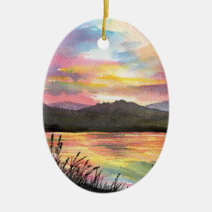 Sunset by the Lake Keramisch Ornament
