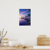 Sunset by the Riverbank - Digital Anime Artwork Poster (Keuken)