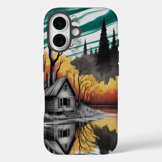 Sunset Cabin Reflection - Moody Natuur Landschap Case-Mate iPhone Case (Achterkant)