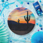 Sunset Cactus Desert Dusk Papieren Bordje (Feest)