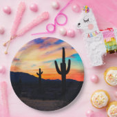 Sunset Cactus Desert Dusk Papieren Bordje (Feest)