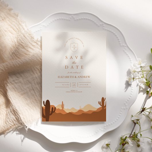 Sunset Cactus Desert Wedding Save The Date