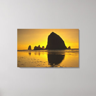 Sunset, Cannon Beach, Oregon Canvas Afdruk